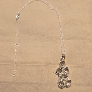 Sterling Silver Diamond Crystal Pendant Necklace